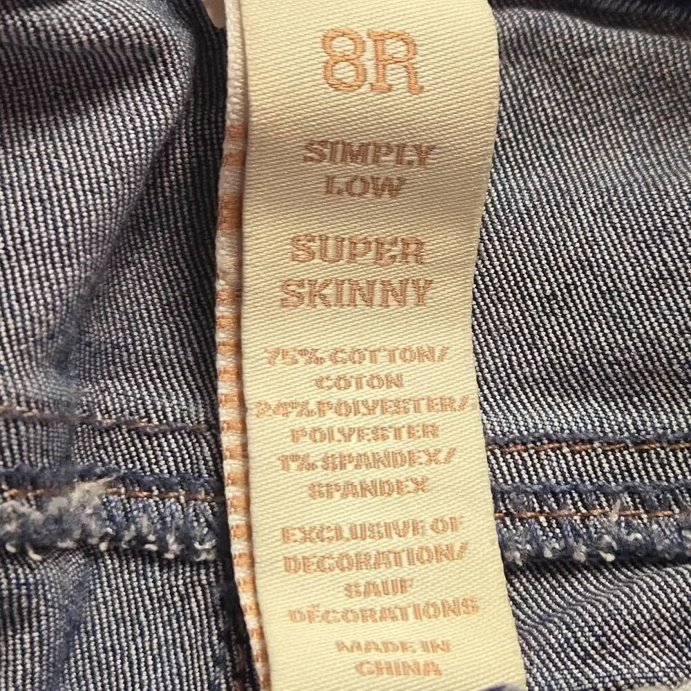 Justice super skinny low cut jeans 8R
